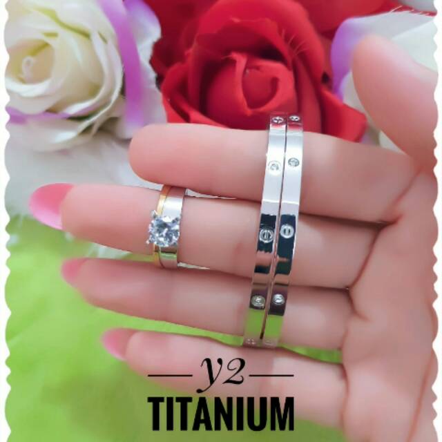 Titanium gelang dan cincin set