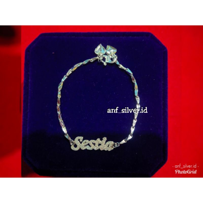 Gelang Rantai Padi Request Nama (Perak Murni)