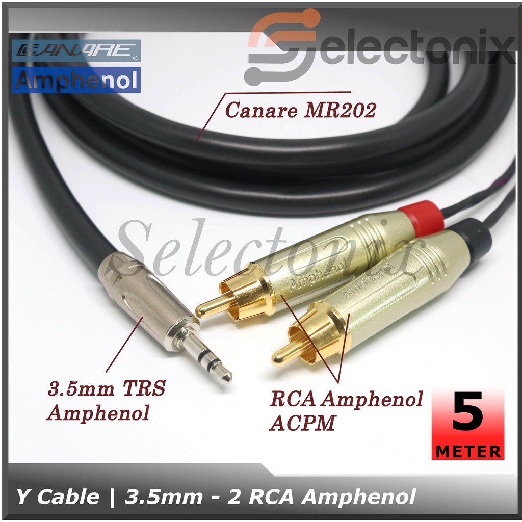 Kabel Y 3.5mm TRS to 2 RCA | Amphenol [5m]