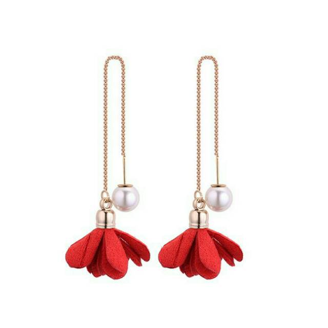 LRC Anting Tusuk Fashion Flower Shape Decorated Earrings