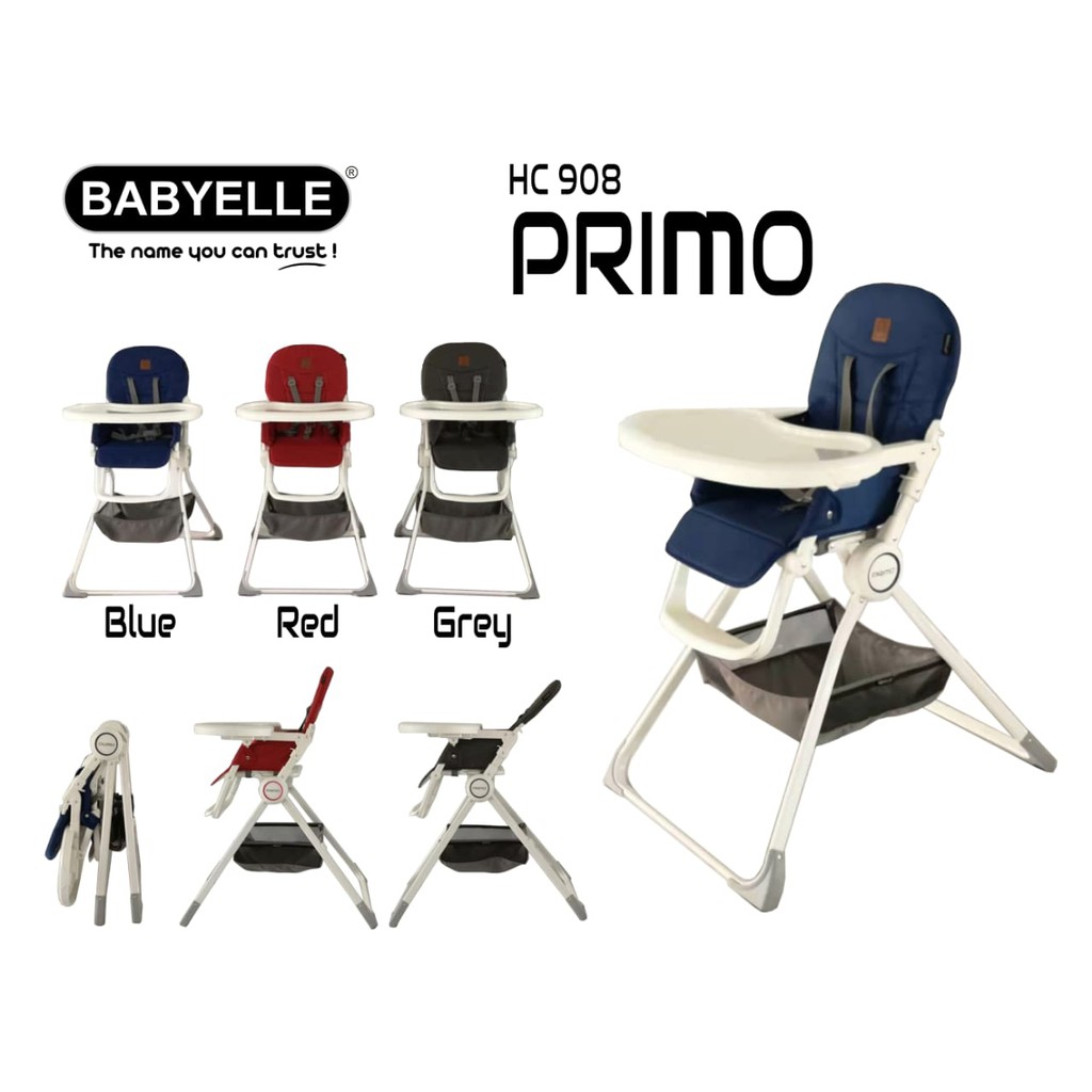 Babyelle Be 908 Primo Blue Grey Red High Chair Kursi Makan Bayi Baby Chair Shopee Indonesia