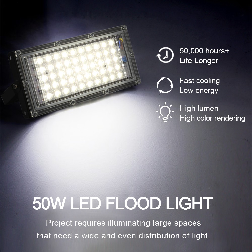TaffLED Lampu Sorot Flood Light Waterproof 4500 Lumens 50W Cool White 6500K- A8 - Black