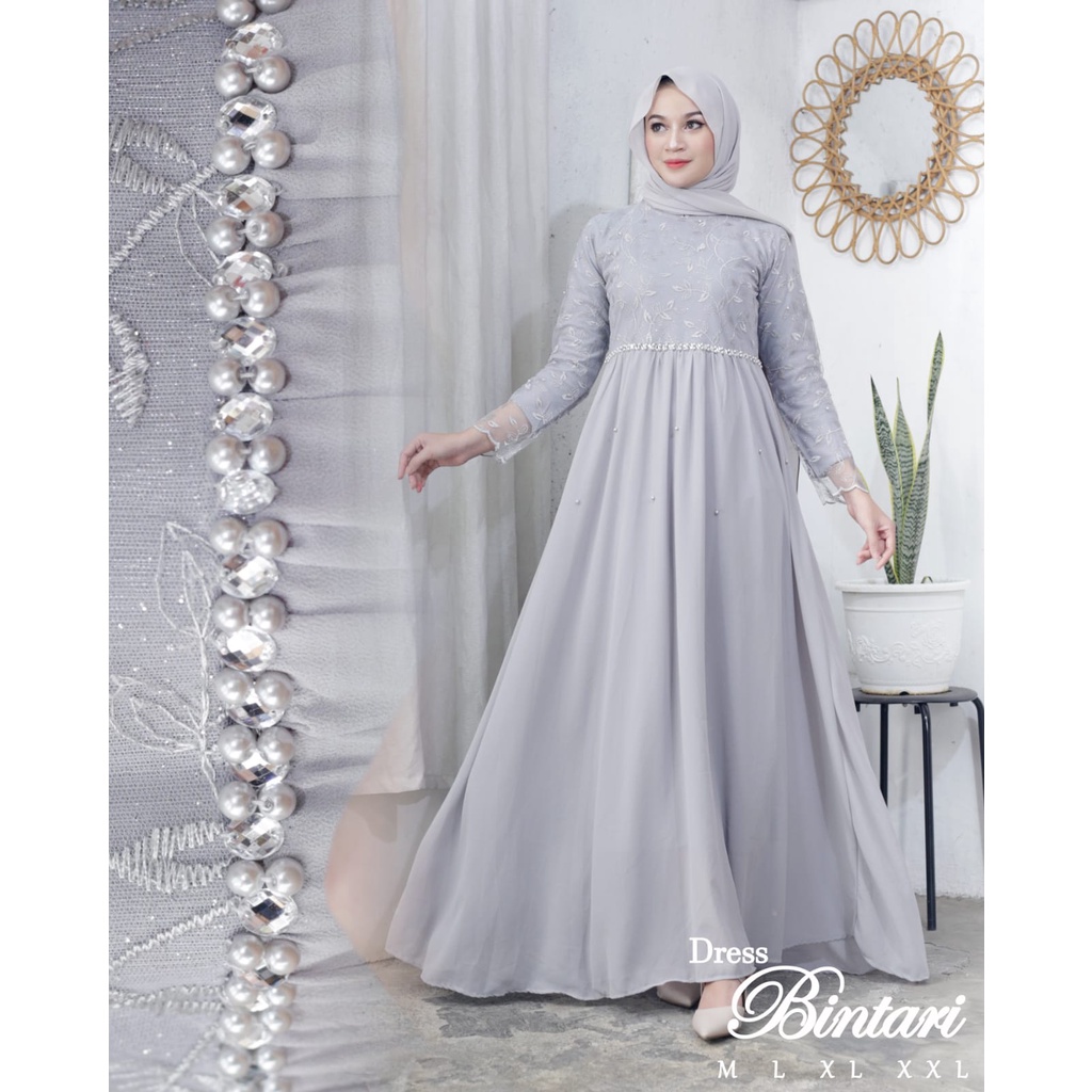 Dress Bintari RI / Kebaya Gamis Pesta Modern / Dress Muslimah Kondangan / Gamis