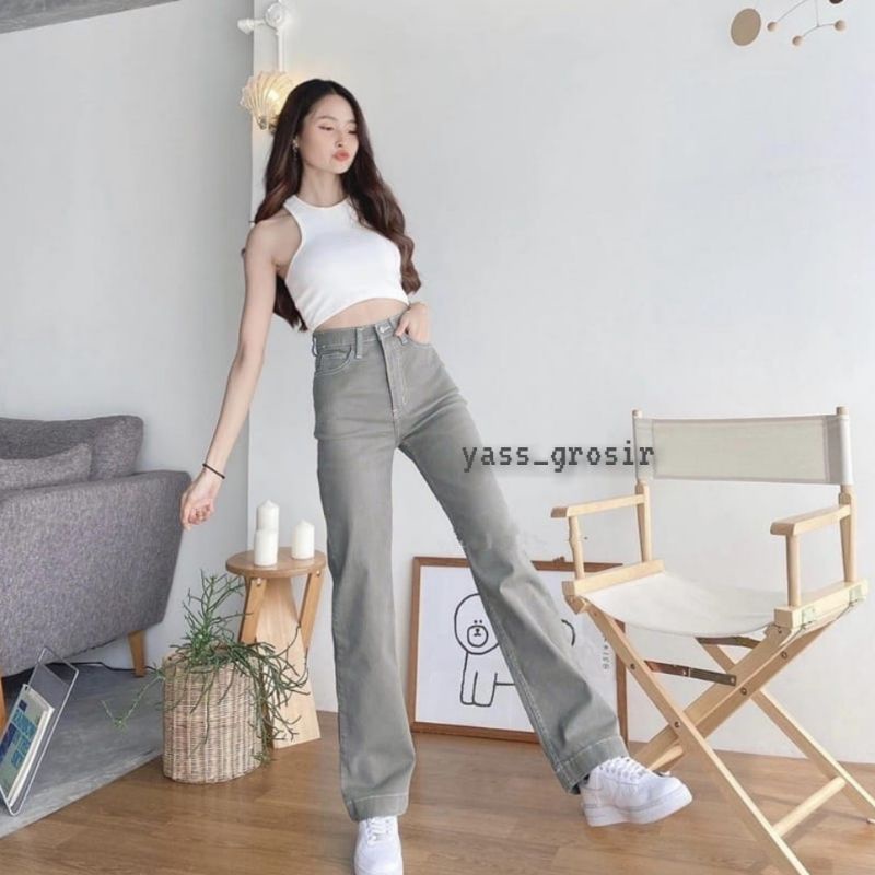 BF CELANA BAWAHAN KULOT JEANS HAIGWAIST PUTIH//KULOT PUTIH//KULOT HITAM//KULOT ARMY//KULOT LILAC-1