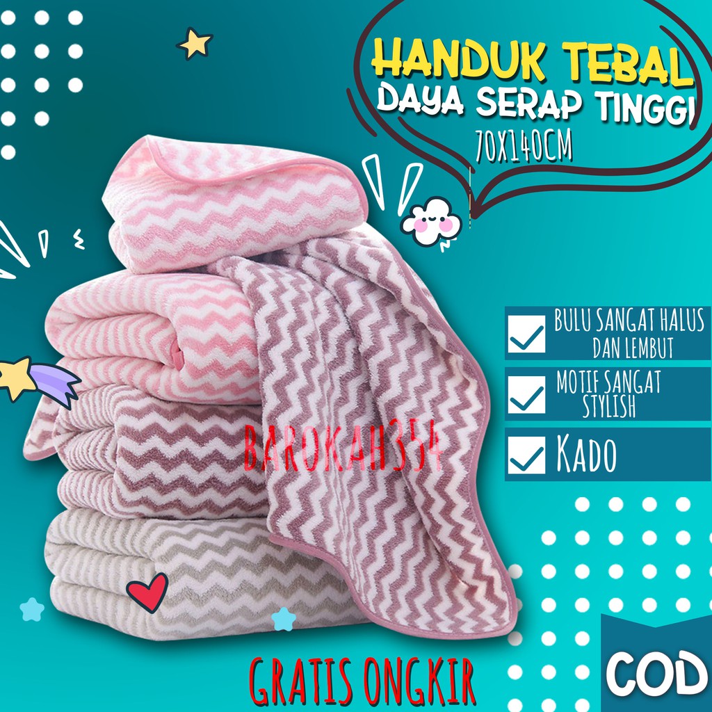HANDUK MANDI DEWASA Handuk Motif Ukuran 70x140 cotton 100% BERKUALITAS