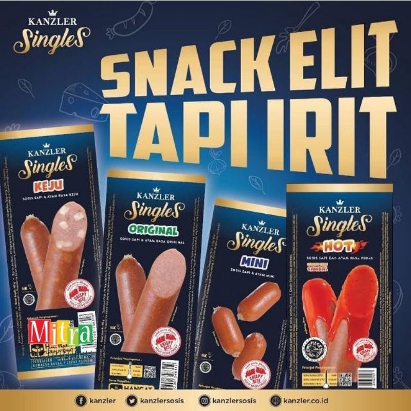 

Sosis Kanzler Singles 65gr Original | Keju | Hot | Mini