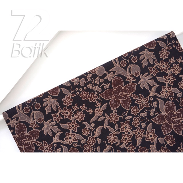 KAIN BATIK PREMIUM Bahan Katun Motif Kembang Warna Hitam Item Black 728545 Cap 72 Jarik Jarit Samping Kebat Panjang Batik Katun Modern Premium Bahan Seragam Batik Pernikahan Kantor Keluarga Murah Kamen Jadi Batik Bali Lembaran