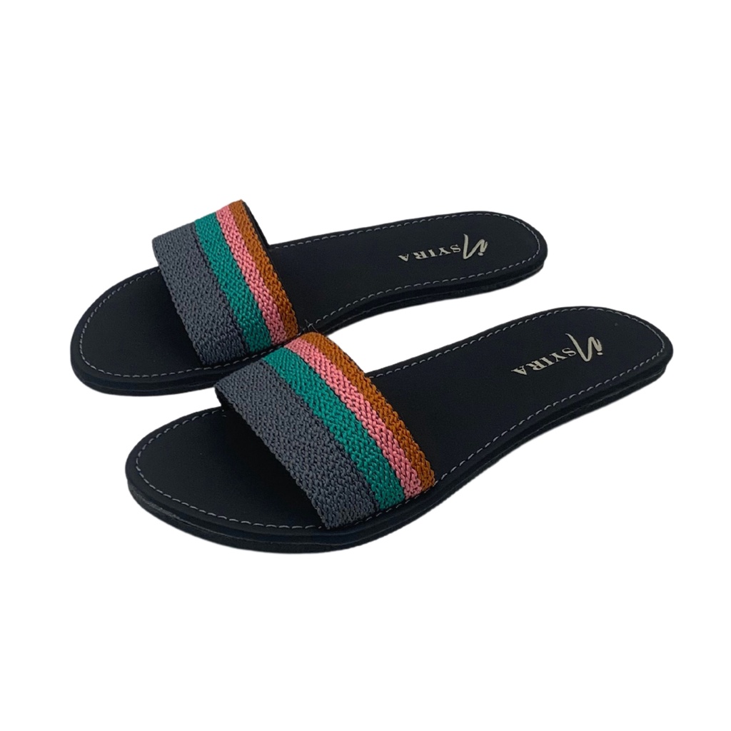 Insyira - Sandal Wanita Selop Turki / Sandal Turki Wanita Non Slip Alas Hitam / Sandal Wanita Lisban