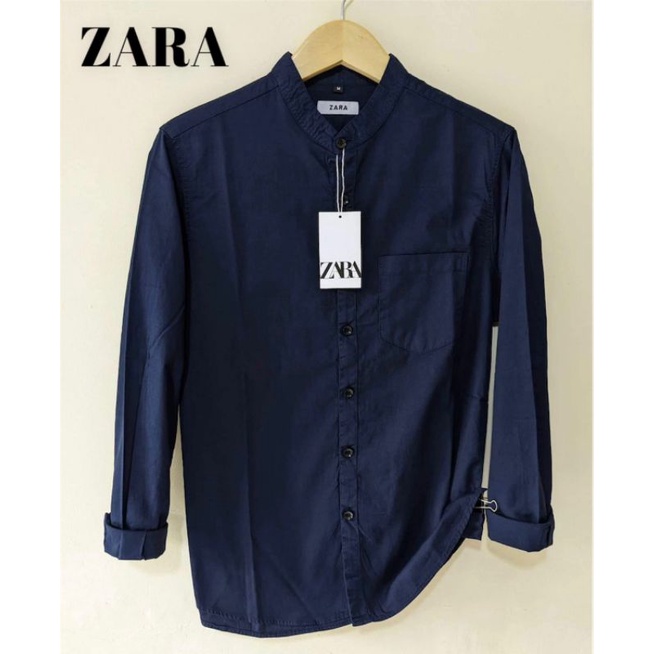 Kemeja Panjang ZARA Kerah Shanghai // Kemeja Polos Pria Lengan Panjang Kemeja Formal SlimFit Kasual Pria // Ready Size M,L,XL Dan XXL