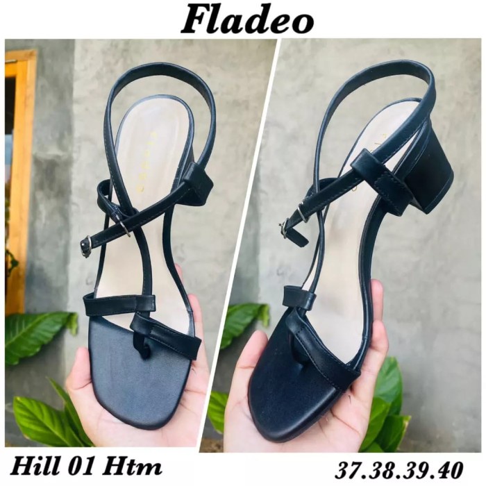 Sandal Heels fladeo hill 01 - Hitam putih Bestseller