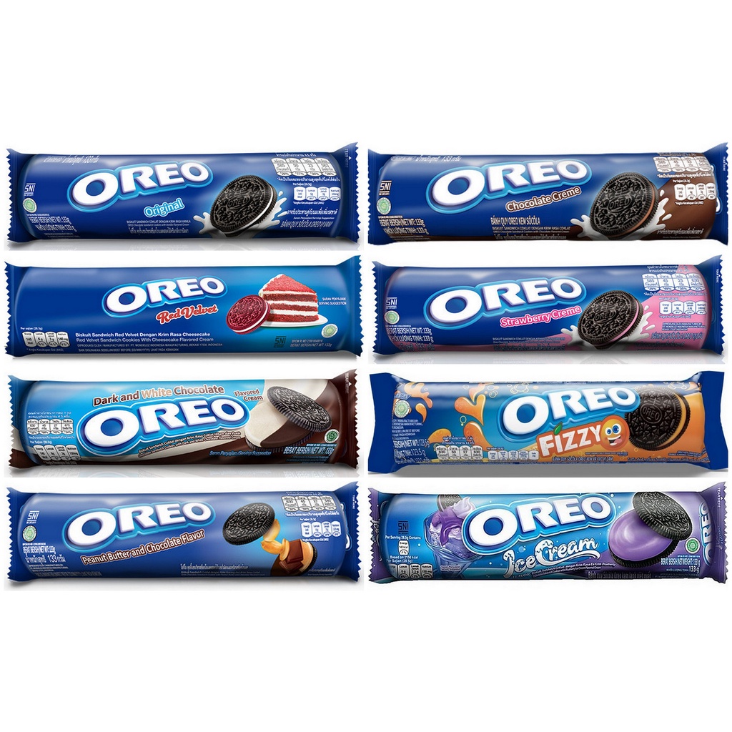 

Oreo Biskuit Sandwich 123.5gr - Original Vanilla Chocolate Strawberry Red Velvet IceCream Fizzy