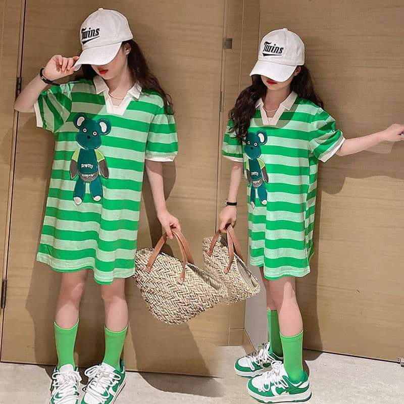 Dress Anak Perempuan Casual Stripe Animal