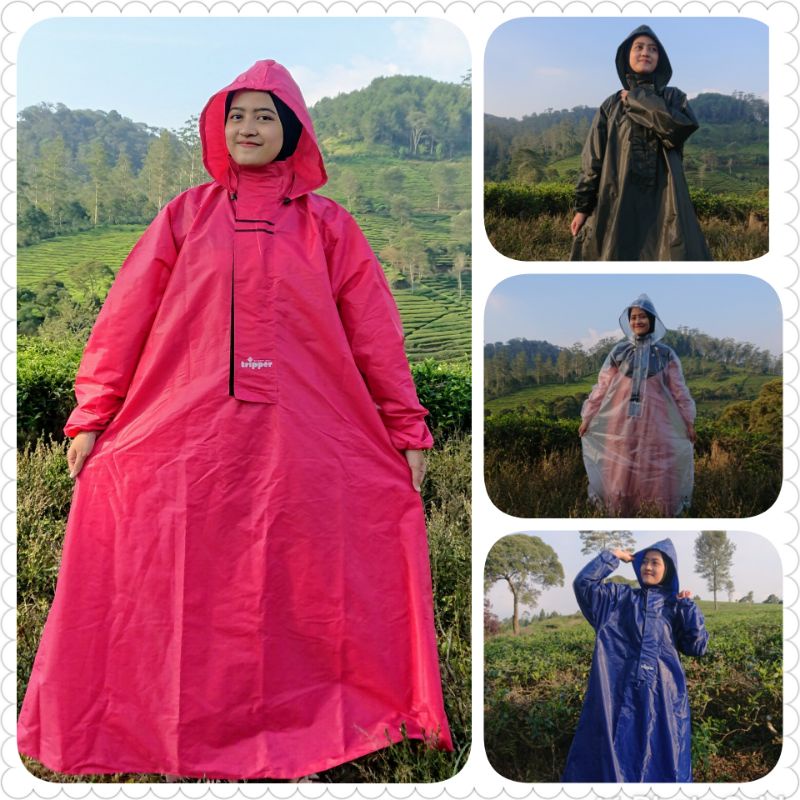 Jas Hujan Jumbo Model Gamis Simple Bigsize Muslimah Waterproof