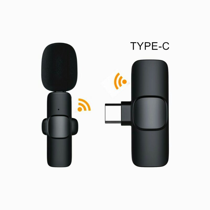 Microphone Wireless Lavalier Lapel Vlogger Podcast Live Interview USB Type C - Odr08 Black