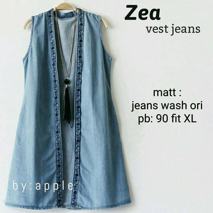Rompi Denim Wanita Rompi Fashion Muslim Zea Vest Jeans Lh
