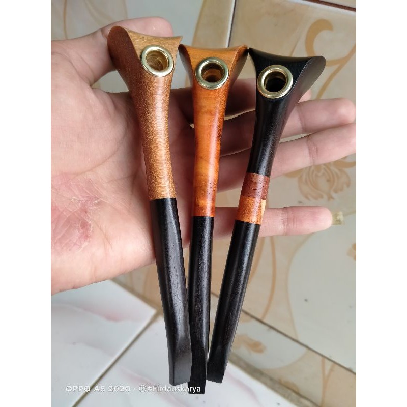 Pipa Once Motif Cobra Dari Kayu Ulin, Secang Kombinasi Kelor Hitam