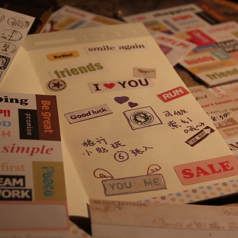 

Stiker Aesthetic Kertas Lembaran Deco Scrapbook Bujo Diary DIY Motif Words, Stamps, Pattern