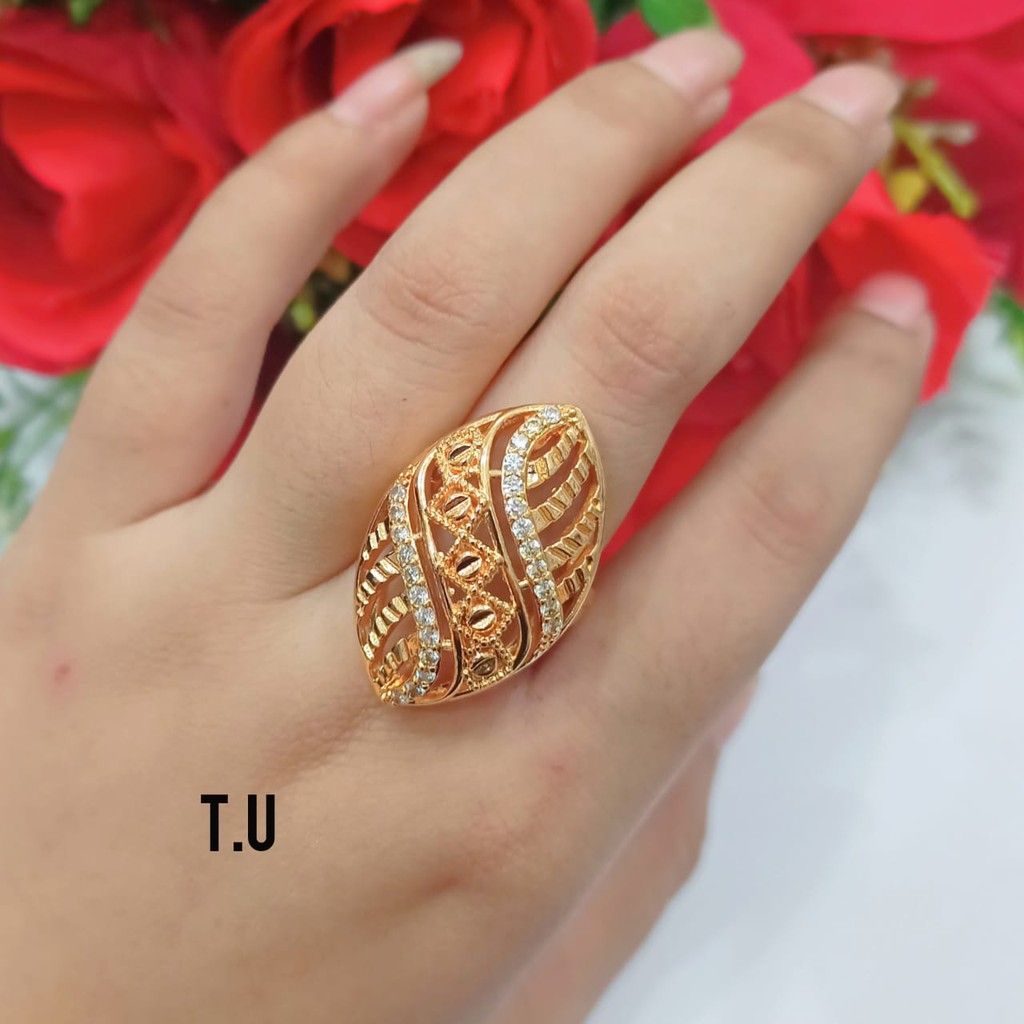 Cincin TITANIUM Dewasa Dubai pertama zircon kualitas terbaik perhiasan wanita Gold variasi motif