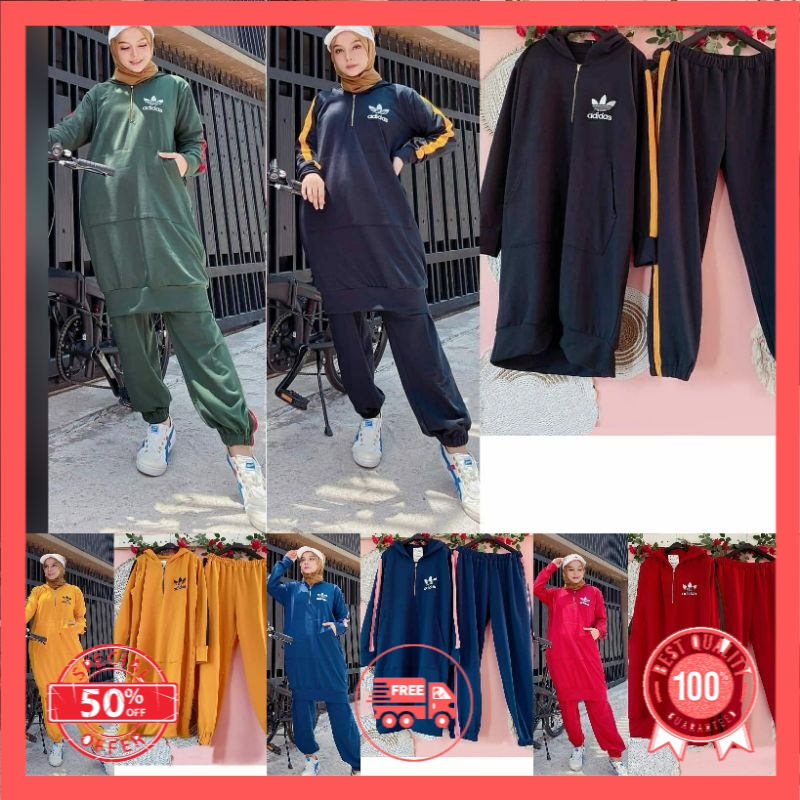Oneset time sporty set jumbo ld 120 XL setelan olahraga wanita muslimah training olahraga gowes sena
