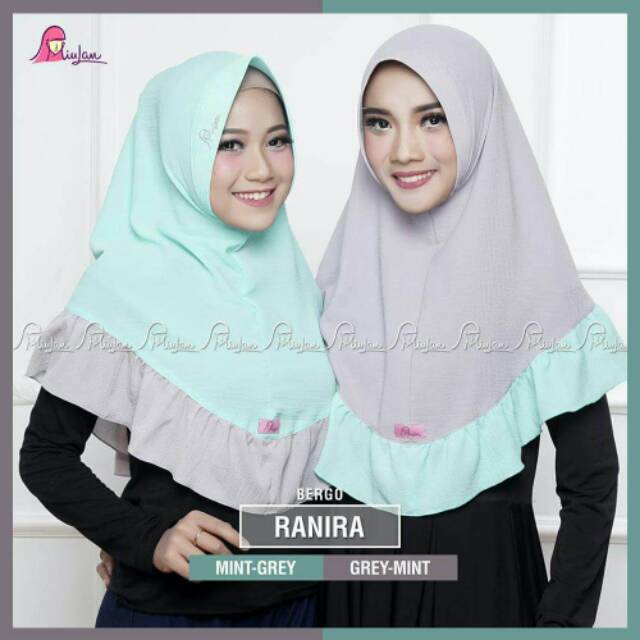 Bergo Instan Ranira Miulan Jilbab langsung pakai bahan bubbe creppe Hijab simple polos terbaru