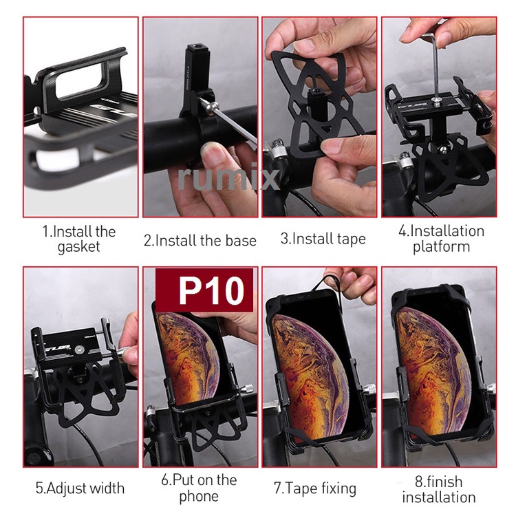 GUB G81 P10 P30 P40 PRO 2 HP Holder G-81 P-10 Handphone Phone Aluminium Stang Sepeda Motor Bracket Moto Bar Merk Berkualitas Motobar