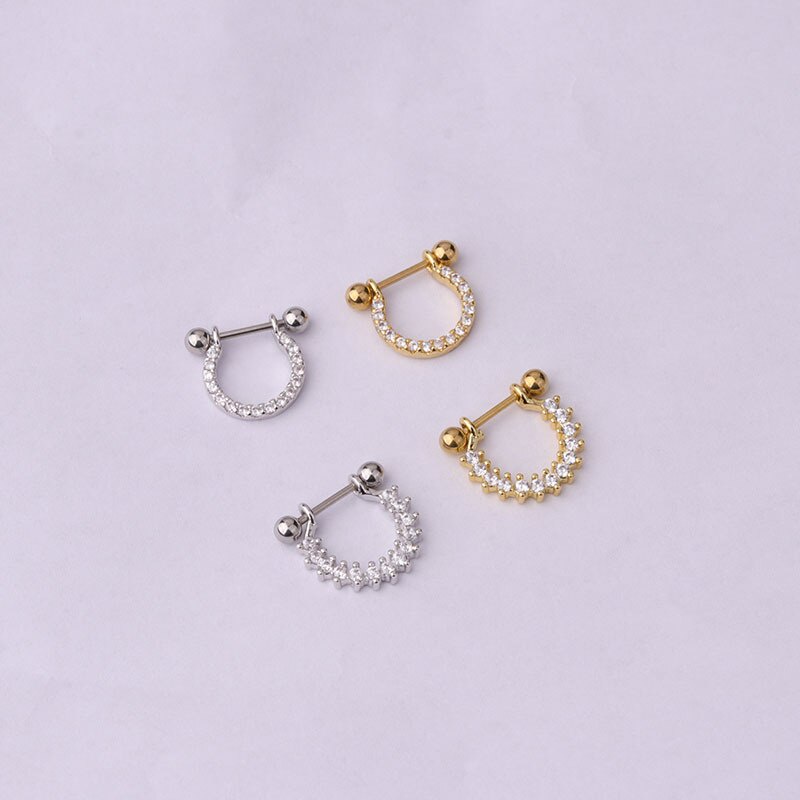 1 Pc Anting Tindik Tulang Rawan Perut Bahan Stainless Steel Warna Emas Untuk Wanita