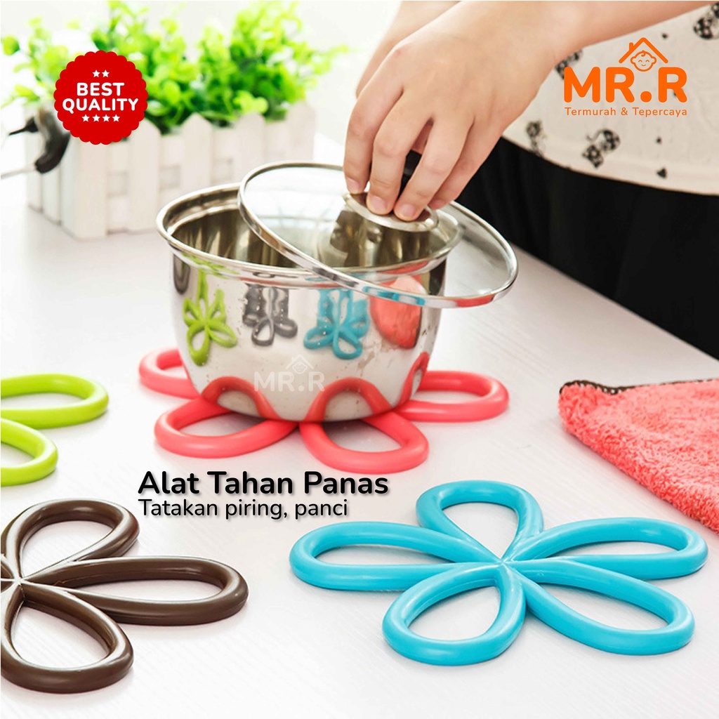 Tatakan Alas Panci Piring Gelas Mangkok Wajan Anti Tahan Panas Silikon Hot Pad Non Slip Mat Flower