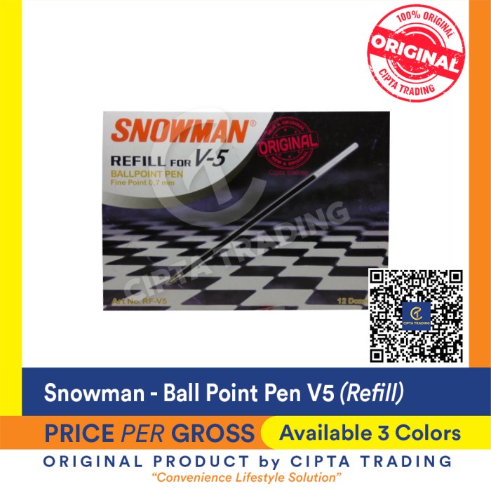 

Snowman Refill V5 (Big Pack/ Per Gross) - Hitam promo