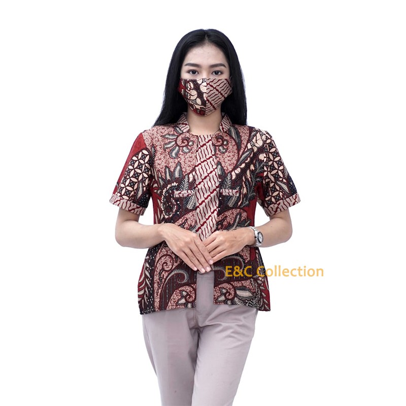 Blouse Batik Wanita Gloria Trendy  -  Atasan Batik Wanita - Hem Pria - Couple -S-M-L-XL-XXL-3L-4L-5L-5