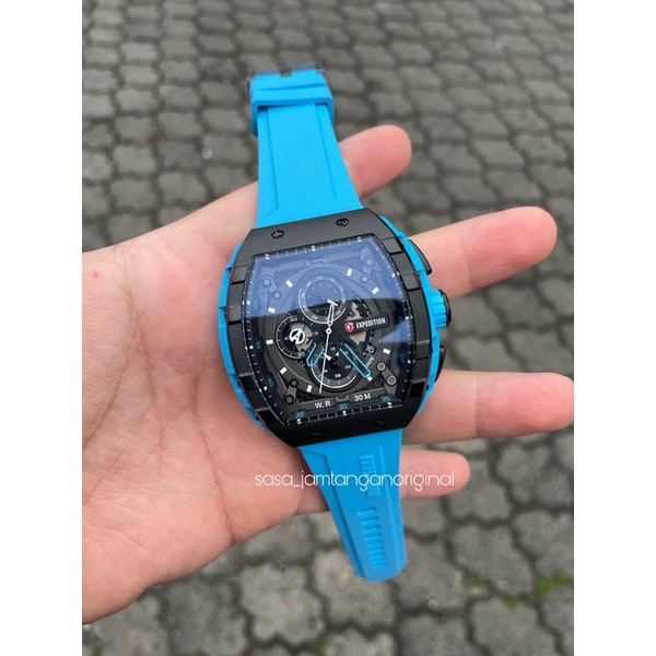 Jam Tangan Expedition E 6782 Original Sky Blue Hitam Pria