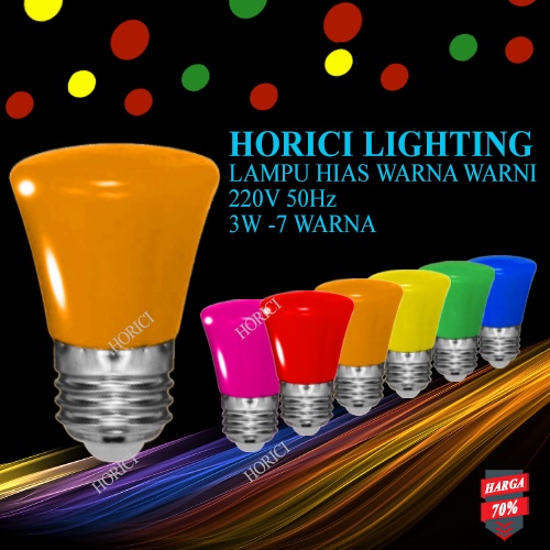 MEREK HORICI lampu bola/Lampu warna warni Led 1 set isi 7 pcs 7 warna / bola led warna warni 3w /Lampu Led Hias