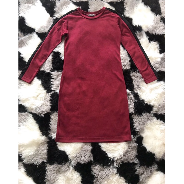 preloved mini bandage bodycon dress merah lengen panjang topshop