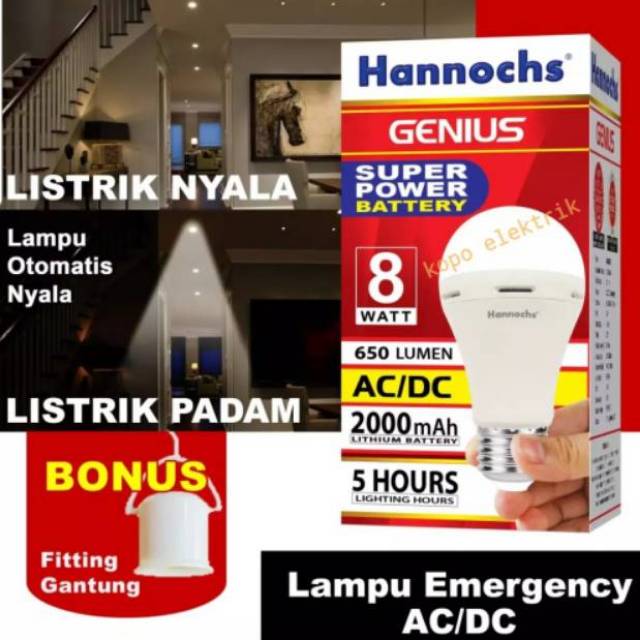 Lampu Led Emergency Hannochs 8w Hannoch Genius 8 Watt