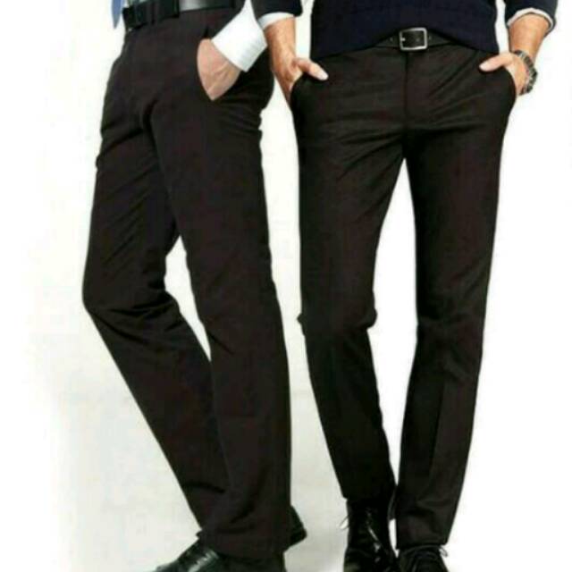 Celana Formal Panjang Pria Slimfit Bahan Kain Teflon Warna Hitam Adem Nyaman Size 27-38 Celana Murah