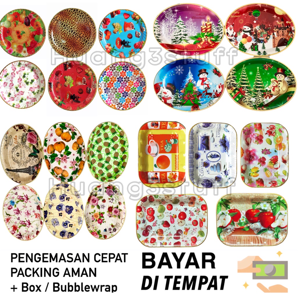 Nampan Gelas Lebaran Motif / Nampan Gelas Plastik / Tatakan untuk Kue dan Tatakan Gelas