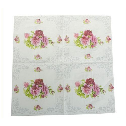 Decoupage Napkin - Tissue Decoupage 2Ply FL - Rose in Gray Border