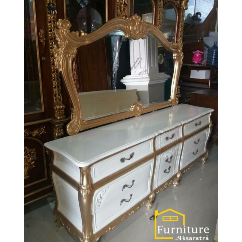 Meja Buffet Cermin Kaca hias (Meja Buffet hias)