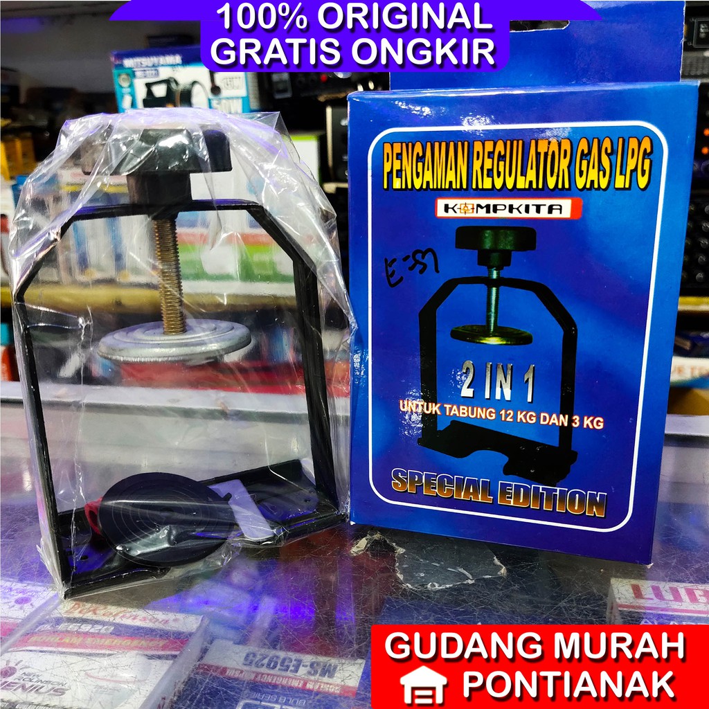 Pengaman Gas Regulator Komkita kepala gas anti bocor penguci penjepit drat putar terik 3kg dan 12kg