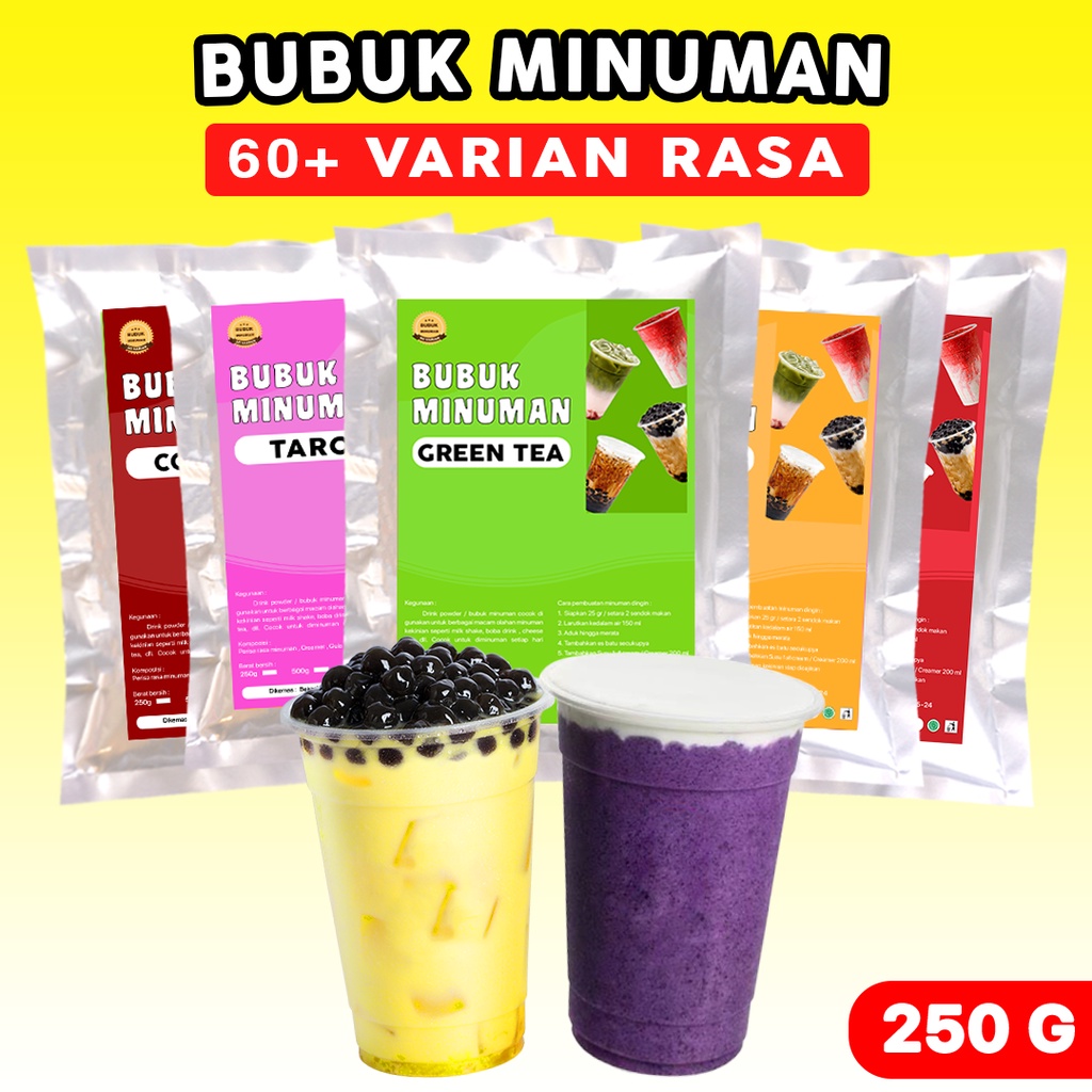 BUBUK MINUMAN RASA 250GR / BUBUK MINUMAN ANEKA RASA 250GR / BUBUK MINUMAN KEKINIAN / SERBUK MINUMAN