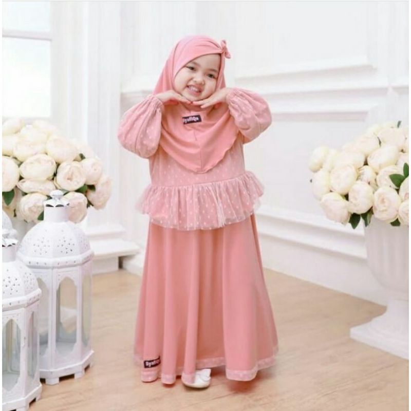 Gamis Anak Set Hijab Luna