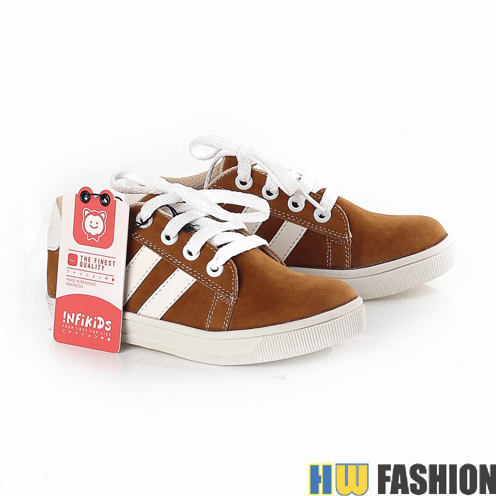Infikids - KID 859 Sepatu Sekolah Anak Laki Suede Brown Kom murah original cibaduyut