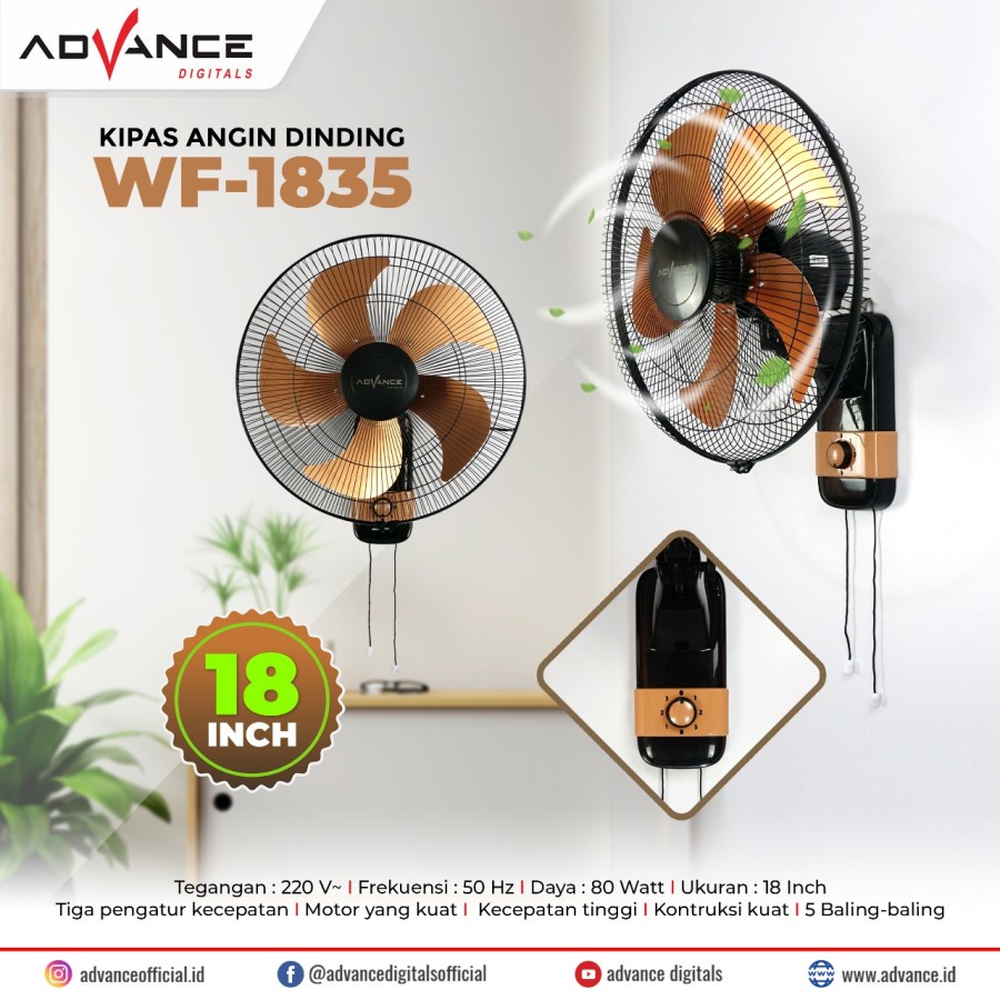 Advance Kipas Dinding 18 Inch WF-1835 baling besi