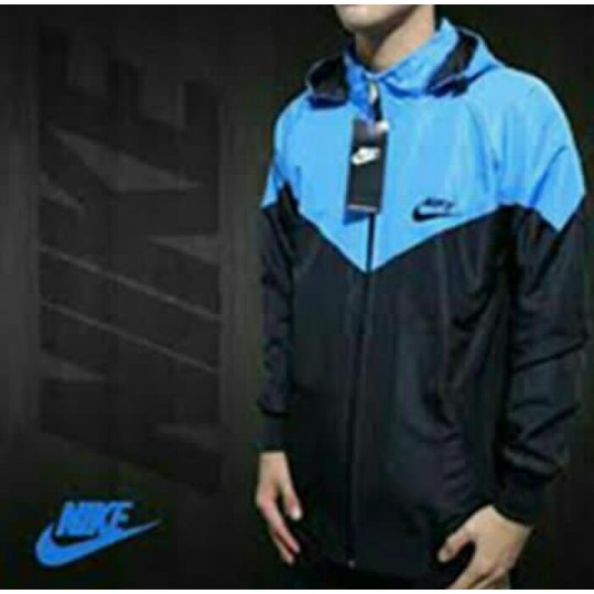 Jaket Parasut Nike Abu Tua Hitam Jaket Olahraga Pria Wanita-turkis hitam