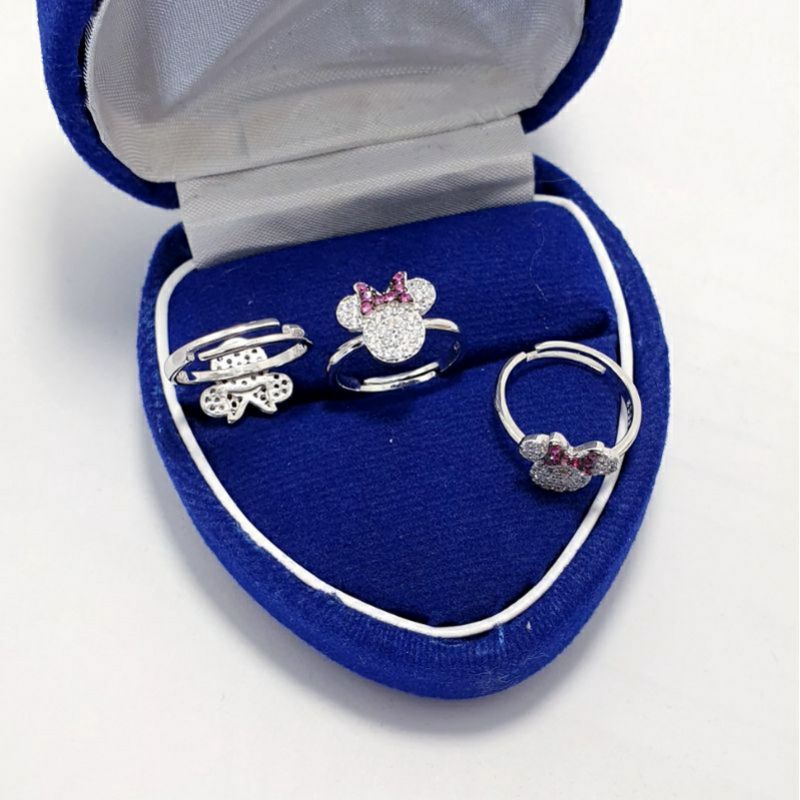 CINCIN ANAK PERAK 925 LAPIS EMAS PUTIH - CINCIN ANAK MINNIE MOUSE SILVER 925