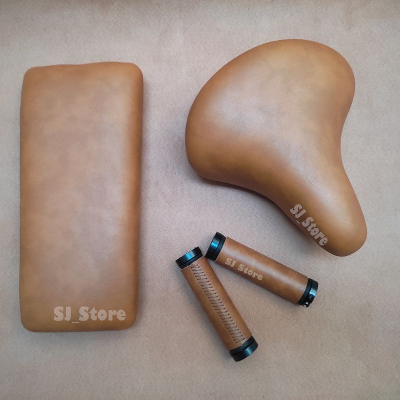 Sadel Sepeda Kulit Vintage Retro paket (dengan Per Suspension)