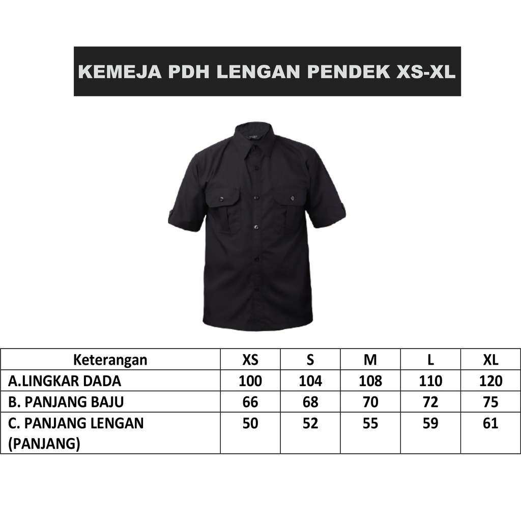 Kemeja PDH Lengan Pendek XS-XL Kemeja Kerja Outdoor