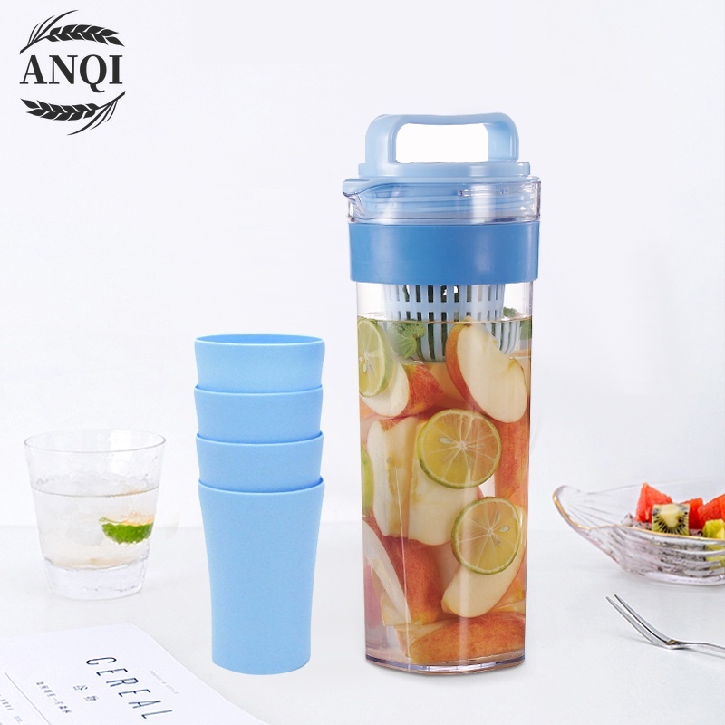 Teko Set 5 In 1 /Travel Cup/Water Mug / Cangkir Air Warna Warni / Teko plastik Ada 4 pcs cangkir