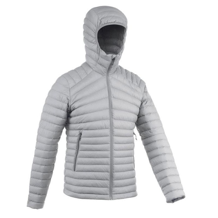 Quechua Down Jaket Bulu Trek 100 Pria Abu-Abu Decathlon - 8397297 - S