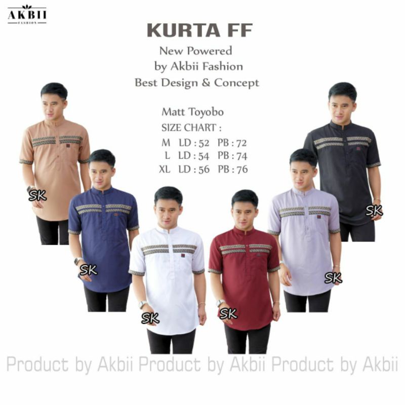 Baju Koko Kurta FF by Akbii Fashion - Baju Koko Kurta FF Pria - Baju Koko Kurta Akbii Lengan Pendek