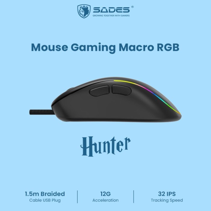 Mouse Sades Gaming Macro RGB Hunter S9